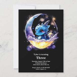 Watercolor Dragon Birthday Invitation