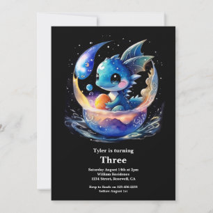 Watercolor Dragon Birthday Invitation