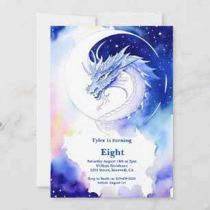 Watercolor Dragon Birthday Invitation
