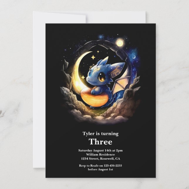 Watercolor Dragon Birthday Invitation (Front)