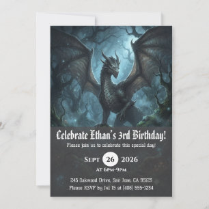 Watercolor dragon birthday invitations