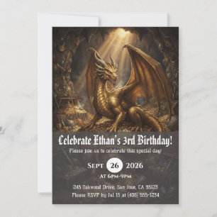 Watercolor dragon birthday invitations