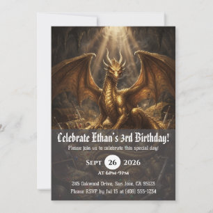 Watercolor dragon birthday invitations