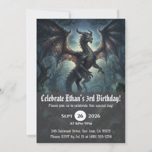 Watercolor dragon birthday invitations