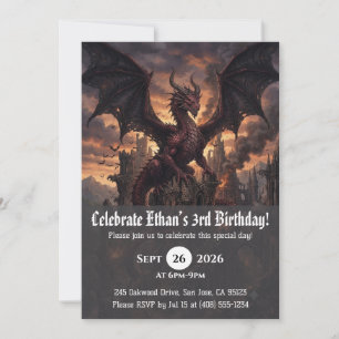 Watercolor dragon birthday invitations