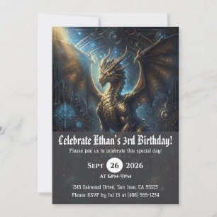 Watercolor dragon birthday invitations