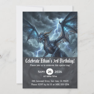 Watercolor dragon birthday invitations