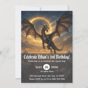 Watercolor dragon birthday invitations