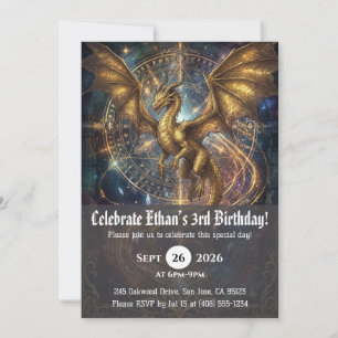 Watercolor dragon birthday invitations