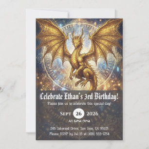 Watercolor dragon birthday invitations