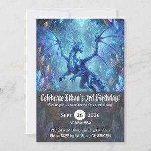 Watercolor dragon birthday invitations