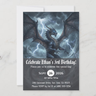Watercolor dragon birthday invitations