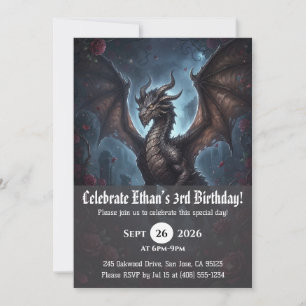 Watercolor dragon birthday invitations