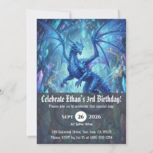 Watercolor dragon birthday invitations