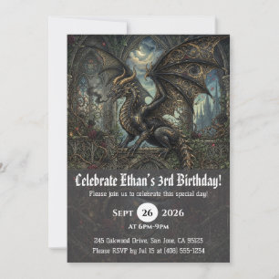 Watercolor dragon birthday invitations