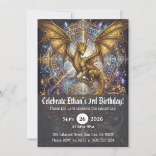 Watercolor dragon birthday invitations