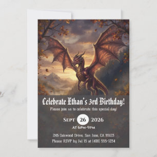 Watercolor dragon birthday invitations
