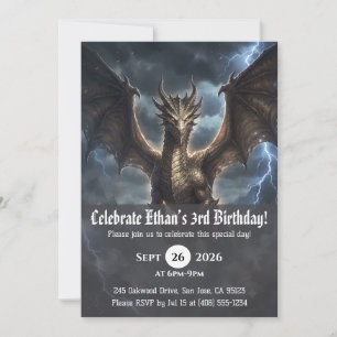 Watercolor dragon birthday invitations
