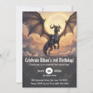 Watercolor dragon birthday invitations