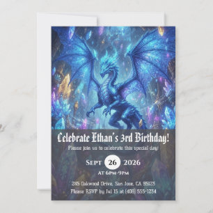 Watercolor dragon birthday invitations