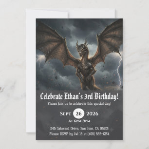 Watercolor dragon birthday invitations
