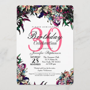 Watercolor Dragon Lilies Birthday Party Invitation