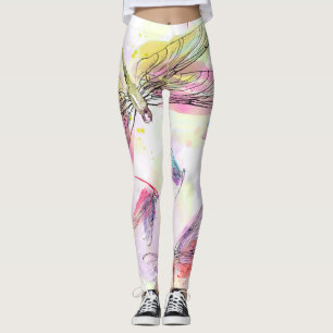Watercolor Dragonflies Legging