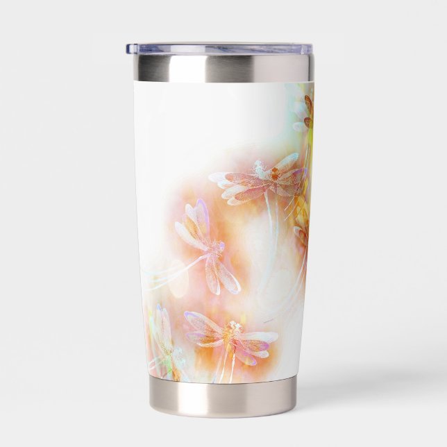 Watercolor dragonflies personalised insulated tumbler (Right)