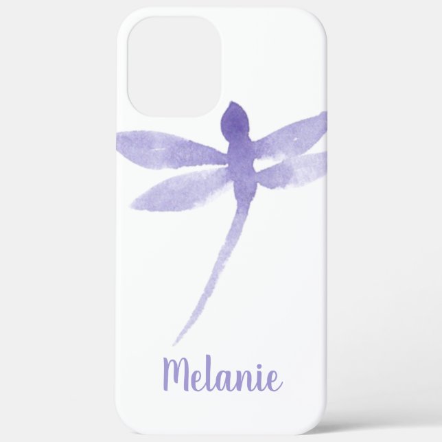 Watercolor Dragonflies Purple Monogrammed Name Case-Mate iPhone Case (Back)