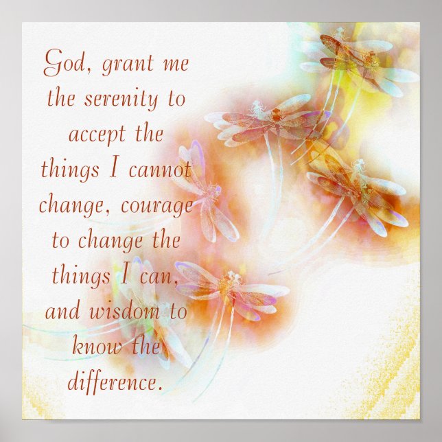 Watercolor dragonflies serenity prayer poster (Front)