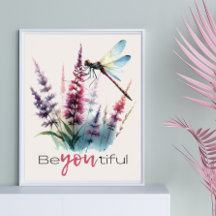 Watercolor Dragonfly Floral Be You Inspire Quote