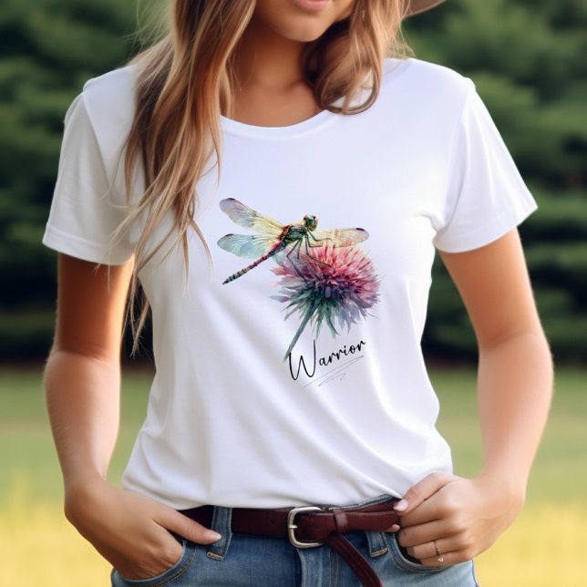 Watercolor Dragonfly Floral Warrior Inspirational  T-Shirt (Creator Uploaded)