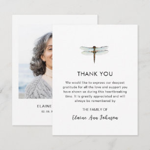 Watercolor Dragonfly Funeral Photo Thank you