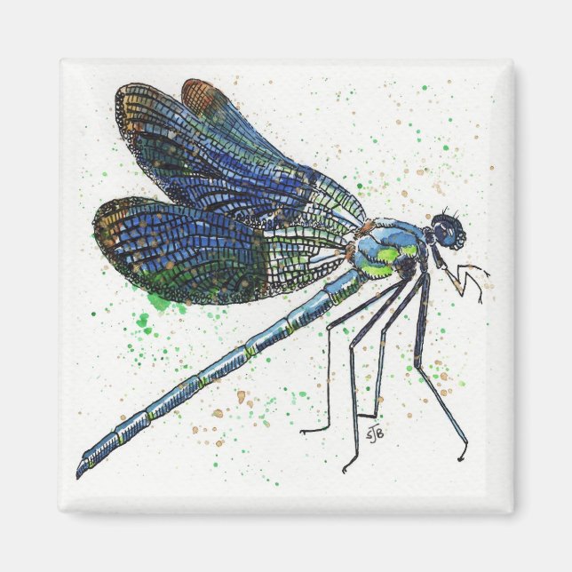 Watercolor Dragonfly Magnet (Front)