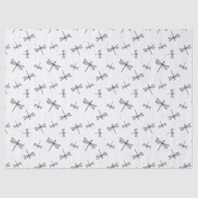 Watercolor Dragonfly Pattern Tissue Paper (Front)