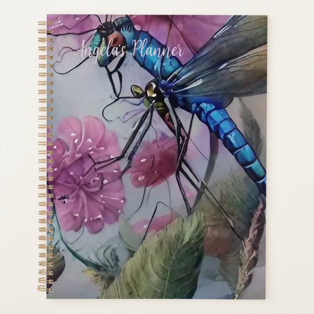 Watercolor Dragonfly, Personalise Planner (Front)