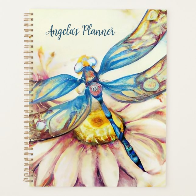 Watercolor Dragonfly, Personalise Planner (Front)