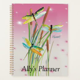 Watercolor Dragonfly Pink Personalised Planner