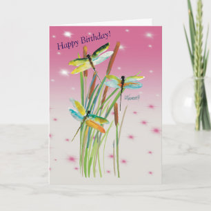 Watercolor Dragonfly Pink Personalized Stationery Note Card