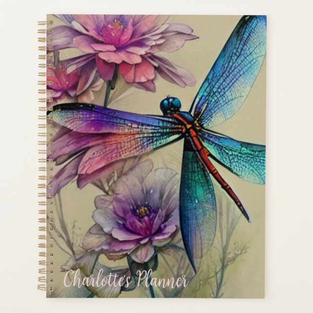 Watercolor Dragonfly, Planner (Front)