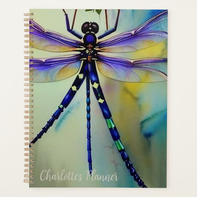 Watercolor Dragonfly, Planner (Front)