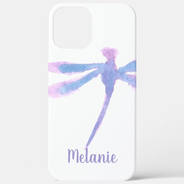 Watercolor Dragonfly Purple Monogrammed  Case-Mate iPhone Case (Back)