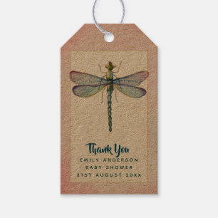 Watercolor DRAGONFLY Thank You Baby Shower PinkBlu Gift Tags