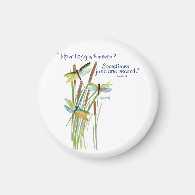 Watercolor Dragonfly with Lewis Carroll quote Magnet (Front)