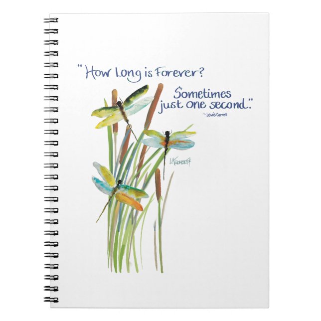 Watercolor Dragonfly with Lewis Carroll quote Notebook (Front)