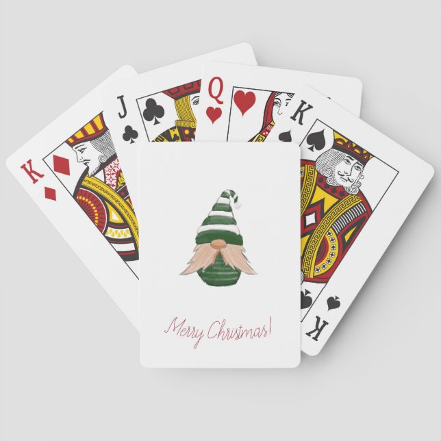 Watercolor drawing Christmas gnome  Playing Cards (Back)
