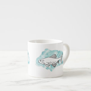 Watercolor Drawing Minnow Fish Espresso Cup