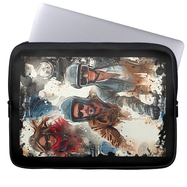 Watercolor drawing MotoBikers Laptop Sleeve (Front)