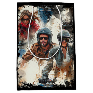 Watercolor drawing MotoBikers Medium Gift Bag