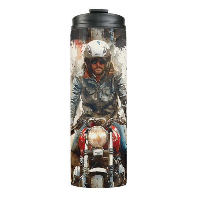 Watercolor drawing MotoBikers Thermal Tumbler (Front)